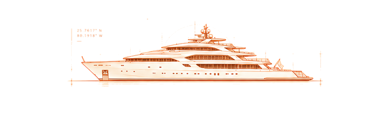 Copper technical drawing of M/Y Bad Romance V