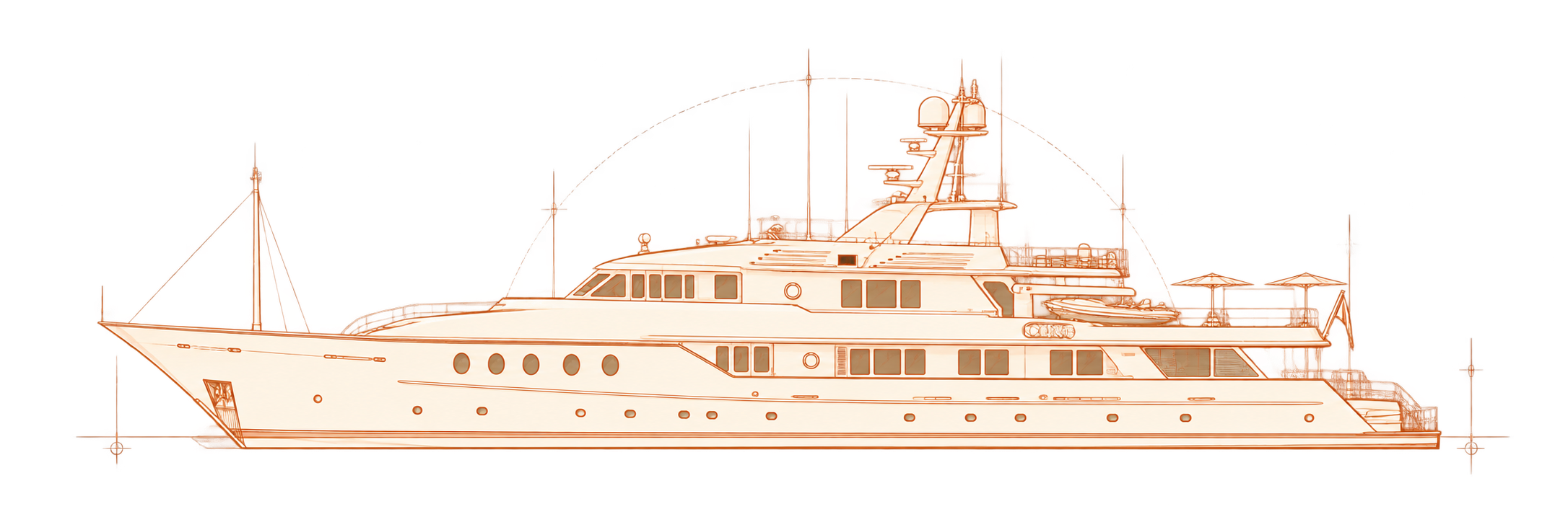 Copper profile illustration of M/Y Chantal Ma Vie