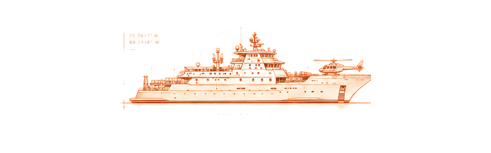 Copper technical drawing of M/Y Gene Chaser