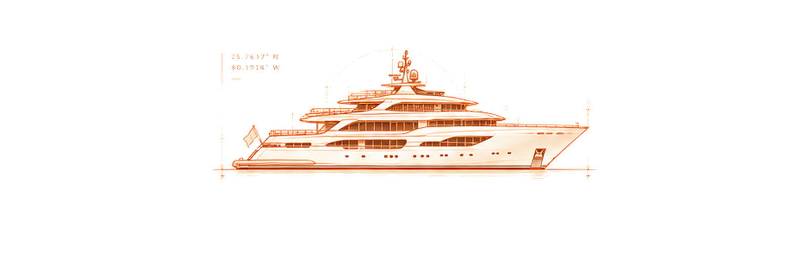 Copper technical drawing of M/Y Knight