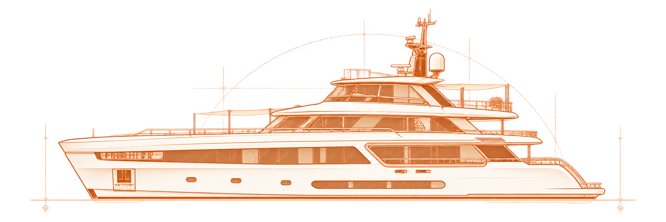 Copper profile illustration of M/Y Koju