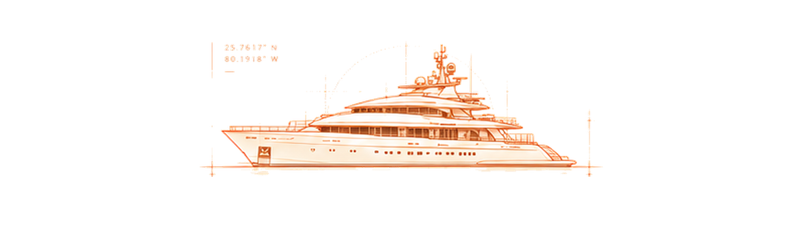 Copper technical drawing of M/Y Mystique