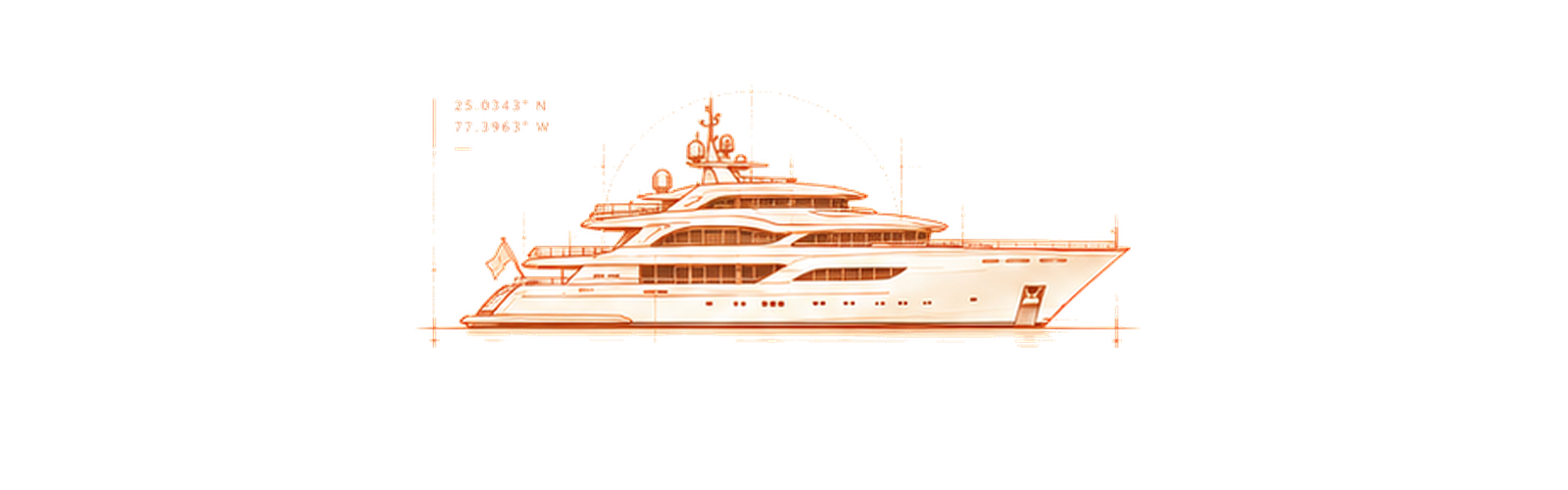 Copper technical drawing of M/Y Rehab