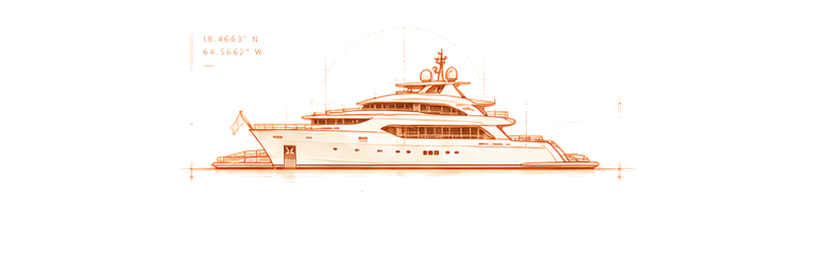 Copper technical drawing of M/Y The Peddler