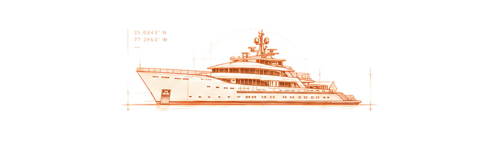 Copper technical drawing of M/Y True North