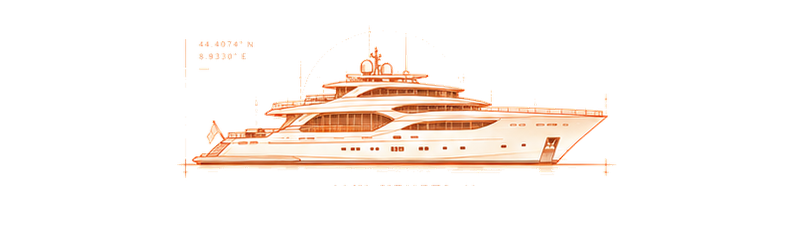 Copper technical drawing of M/Y Venetian